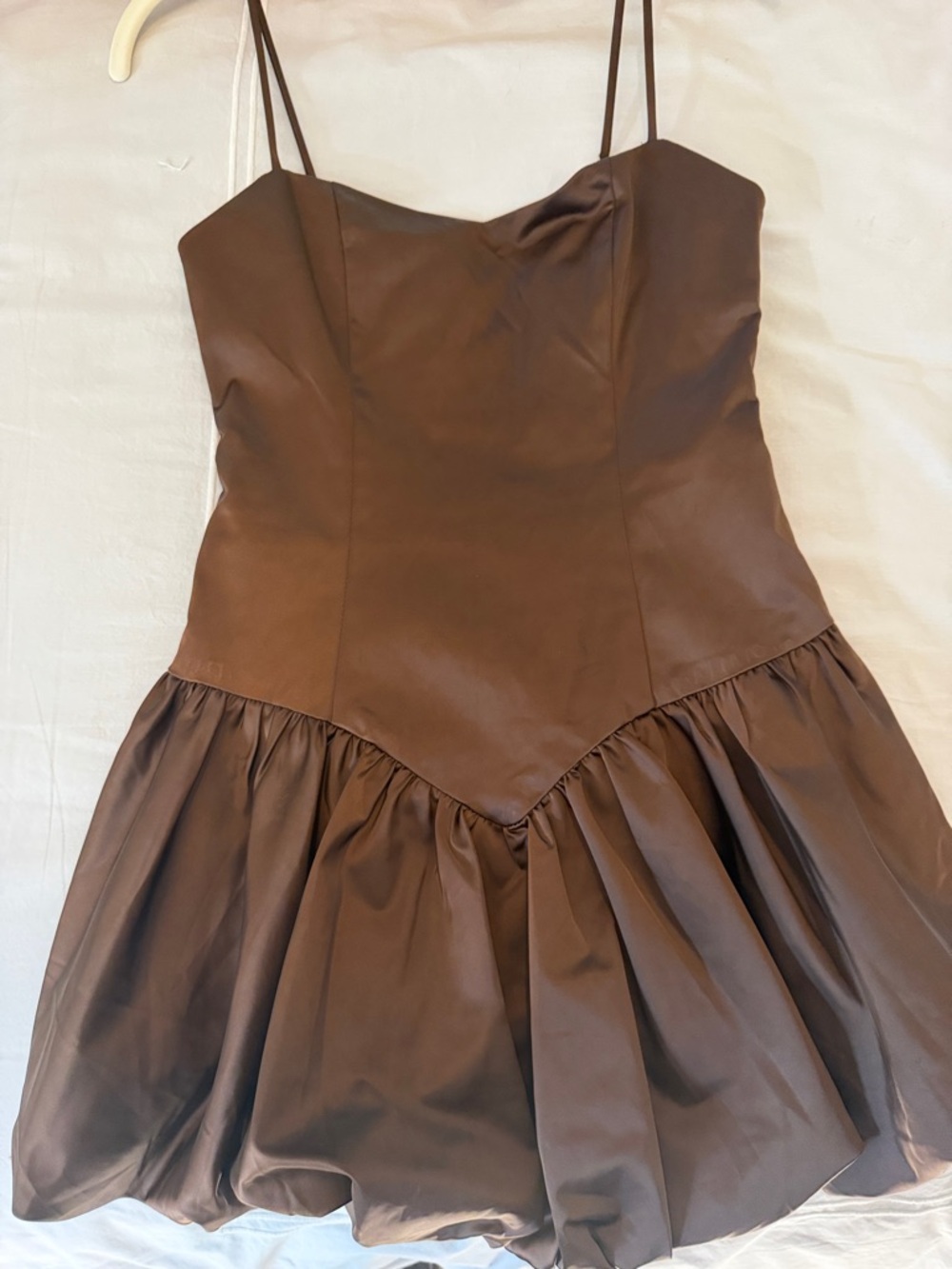 Lioness womens Brown Satin Mini Dress, size XS, only worn once! Great condition - Picture 4 of 10